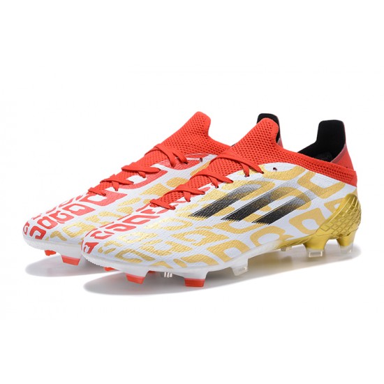 Kopacky Adidas X Speedflow FG Low Červené Bílý Zlato Pánské