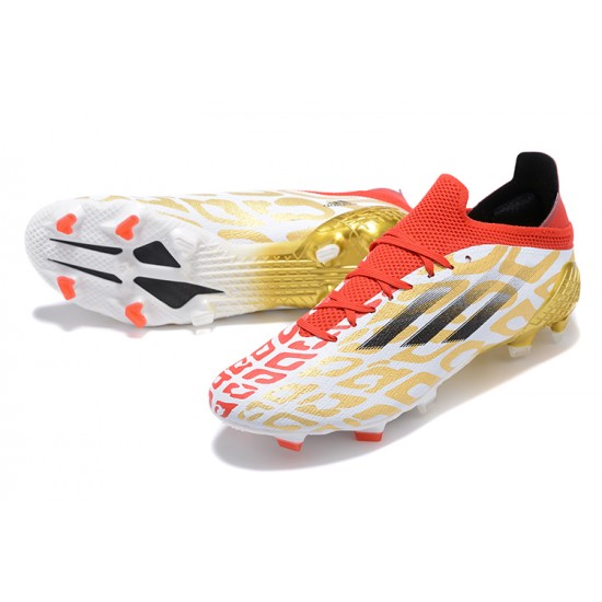 Kopacky Adidas X Speedflow FG Low Červené Bílý Zlato Pánské