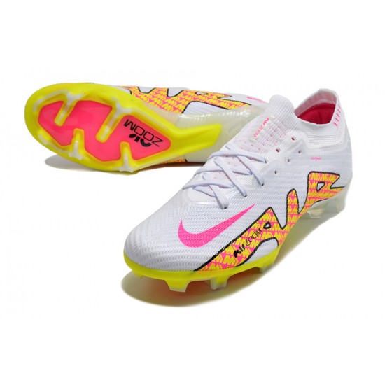 Kopacky Nike Air Zoom Mercurial Vapor XV Elite FG Low Bílý Žlutý Růžový Pánské