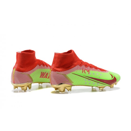 Kopacky Nike Mercurial Superfly 8 Elite FG High Červené Zelená Zlato Pánské