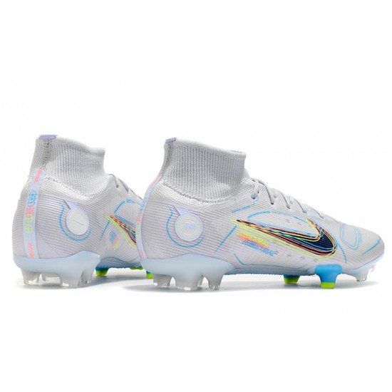 Kopacky Nike Mercurial Superfly 8 Elite FG High Bílý Modrý Multi Pánské