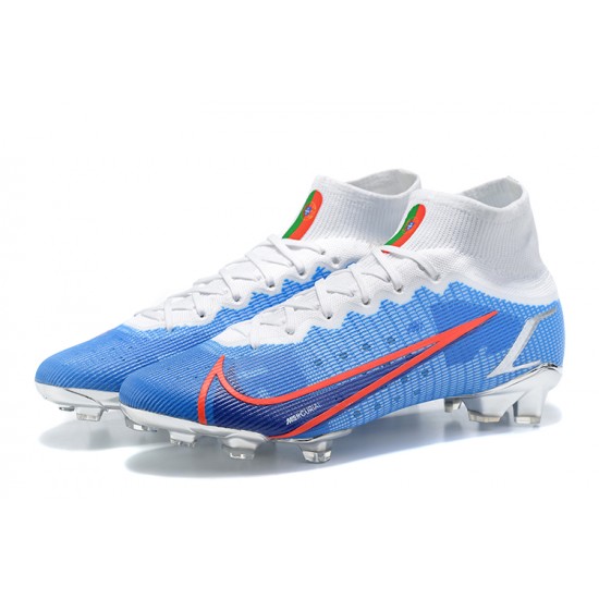 Kopacky Nike Mercurial Superfly 8 Elite FG High Bílý Modrý Zlato Pánské