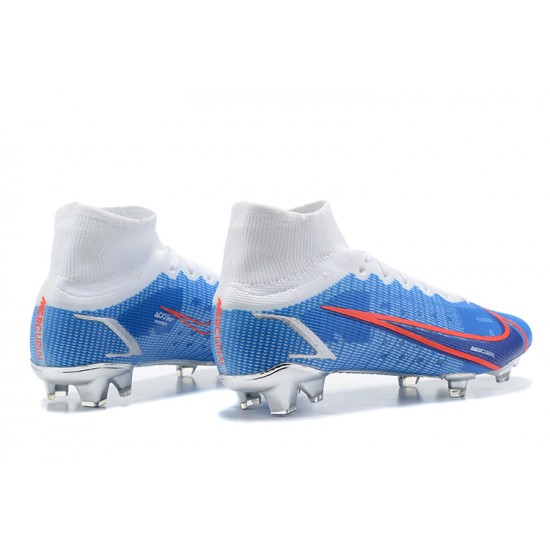 Kopacky Nike Mercurial Superfly 8 Elite FG High Bílý Modrý Zlato Pánské