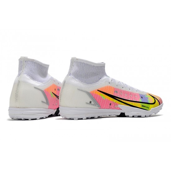 Kopacky Nike Mercurial Superfly 9 Elite TF High Bílý Růžový Žlutý Pánské