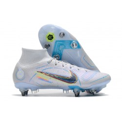 Kopacky Nike Mercurial Superfly VIII Elite SG PRO Anti Clog High Bílý Modrý Pánské  