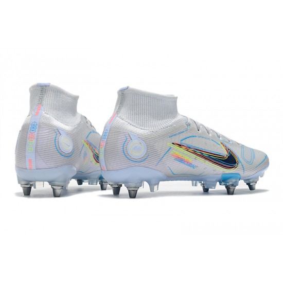 Kopacky Nike Mercurial Superfly VIII Elite SG PRO Anti Clog High Bílý Modrý Pánské