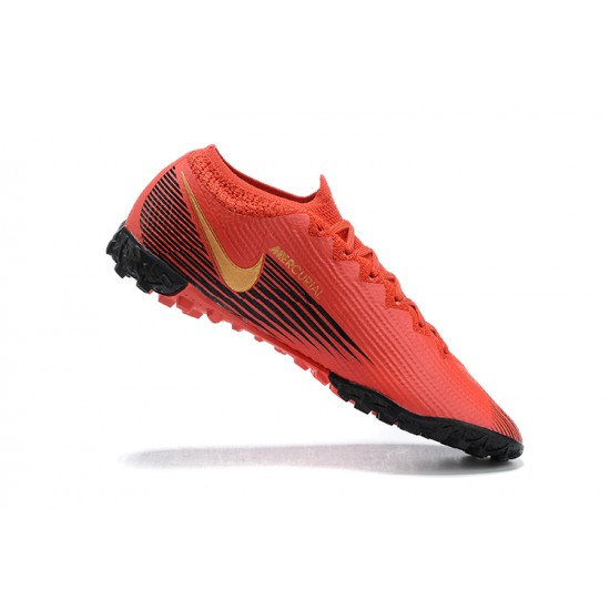 Kopacky Nike Mercurial Vapor 13 Elite TF Červené Zlato Černá Low Pánské