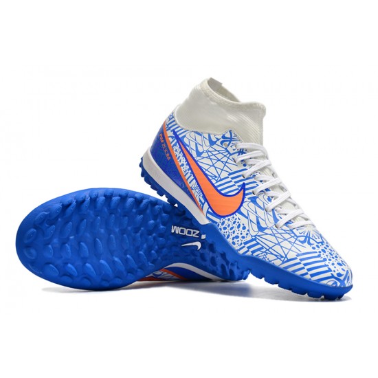 Kopacky Nike Air Zoom Mercurial Superfly IX Academy TF High Bílý Modrý Pánské Dámské