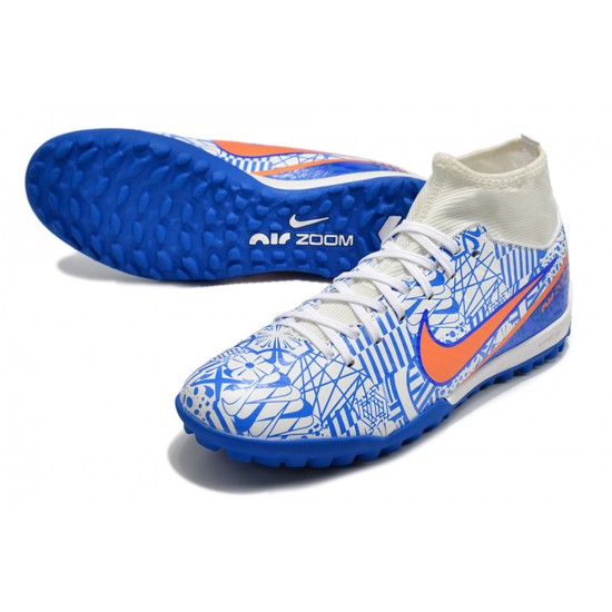 Kopacky Nike Air Zoom Mercurial Superfly IX Academy TF High Bílý Modrý Pánské Dámské