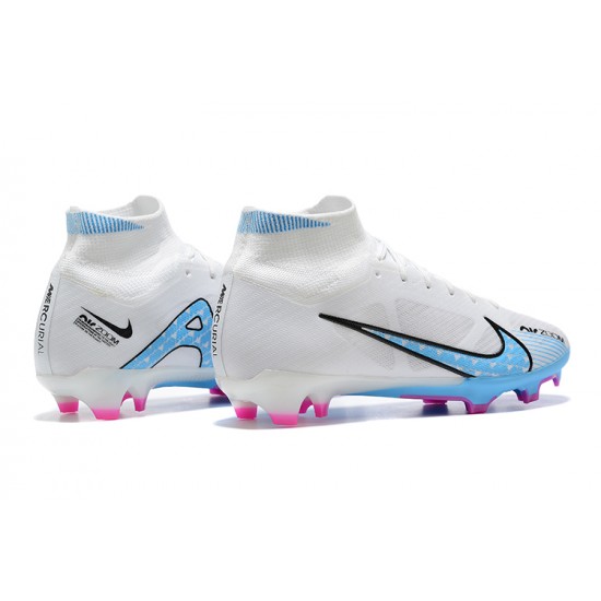 Kopacky Nike Air Zoom Mercurial Superfly IX Elite FG High Bílý Modrý Pánské Kopacky Nike Air Zoom Mercurial Superfly IX Elite FG High Bílý Modrý Pánské