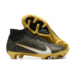 Kopacky Nike Air Zoom Mercurial Superfly Ix Elite Fg Černá Bílý Zlato Pánské High Football Cleats