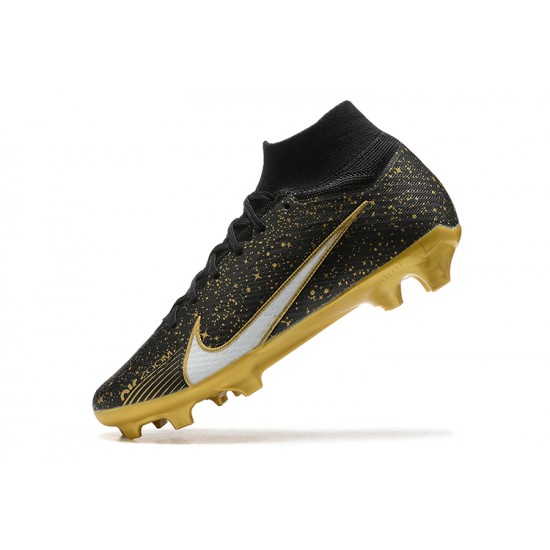 Kopacky Nike Air Zoom Mercurial Superfly Ix Elite Fg Černá Bílý Zlato Pánské High Football Cleats