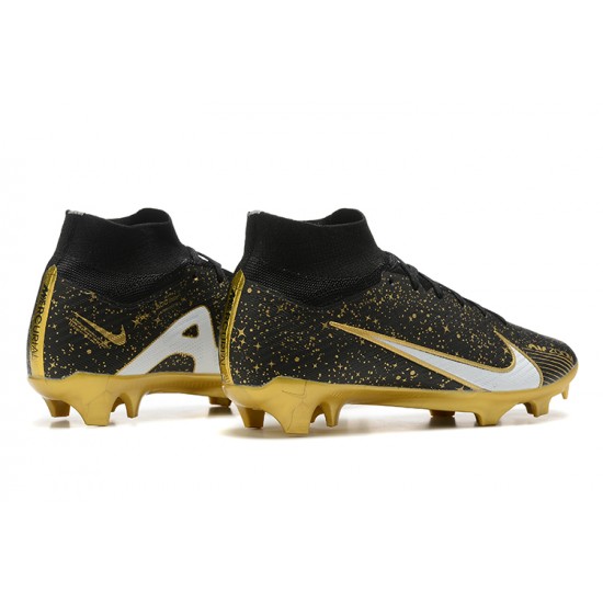 Kopacky Nike Air Zoom Mercurial Superfly Ix Elite Fg Černá Bílý Zlato Pánské High Football Cleats