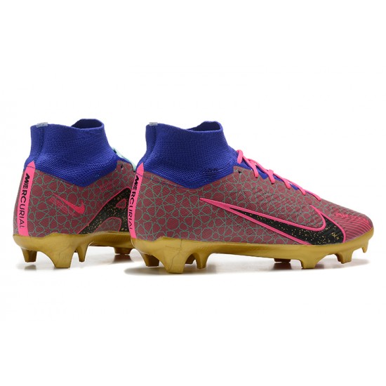 Kopacky Nike Air Zoom Mercurial Superfly Ix Elite Fg Modrý Zlato Růžový Pánské High Football Cleats