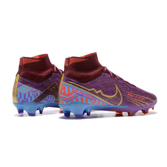 Kopacky Nike Air Zoom Mercurial Superfly Ix Elite Fg Deepwine Modrý Zlato Pánské High Football Cleats