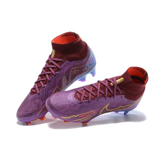 Kopacky Nike Air Zoom Mercurial Superfly Ix Elite Fg Deepwine Modrý Zlato Pánské High Football Cleats