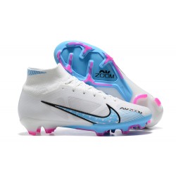 Kopacky Nike Air Zoom Mercurial Superfly Ix Elite Fg Bílý Modrý Růžový Pánské High Football Cleats