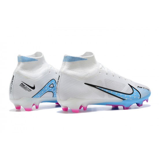 Kopacky Nike Air Zoom Mercurial Superfly Ix Elite Fg Bílý Modrý Růžový Pánské High Football Cleats