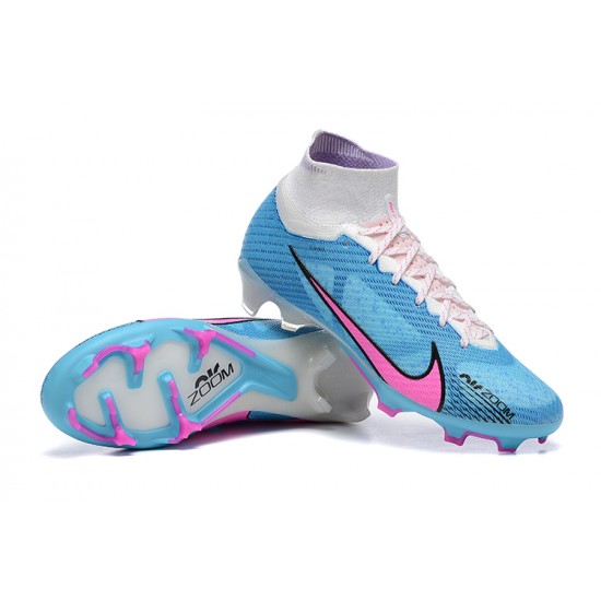 Kopacky Nike Air Zoom Mercurial Superfly Ix Elite Fg Bílý Růžový Modrý Pánské High Football Cleats