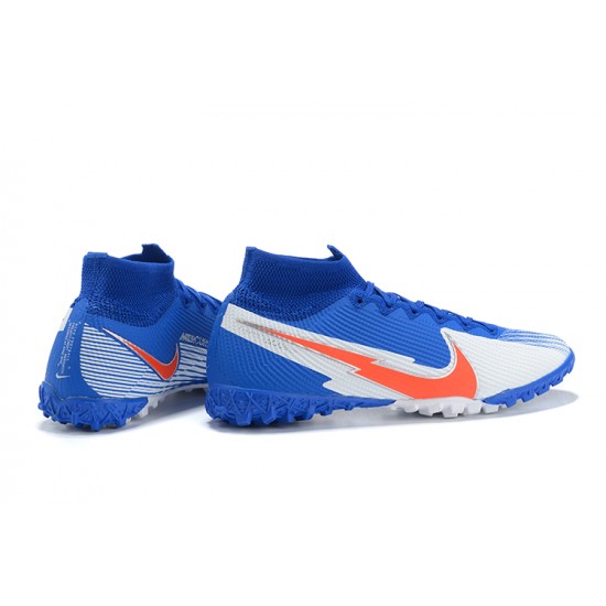 Kopacky Nike Mercurial Superfly 7 Elite TF Modrý Oranžovýý Bílý High Pánské