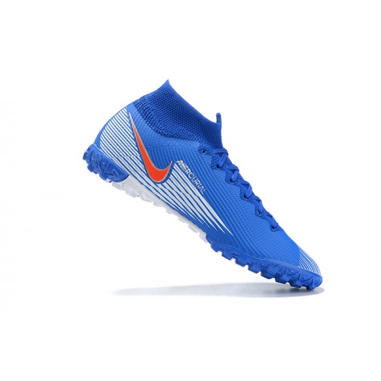 Kopacky Nike Mercurial Superfly 7 Elite TF Modrý Oranžovýý Bílý High Pánské