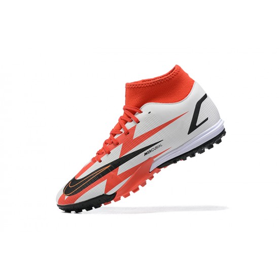 Kopacky Nike Mercurial Superfly VIII Academy TF Bílý Černá Oranžovýý Červené High Pánské