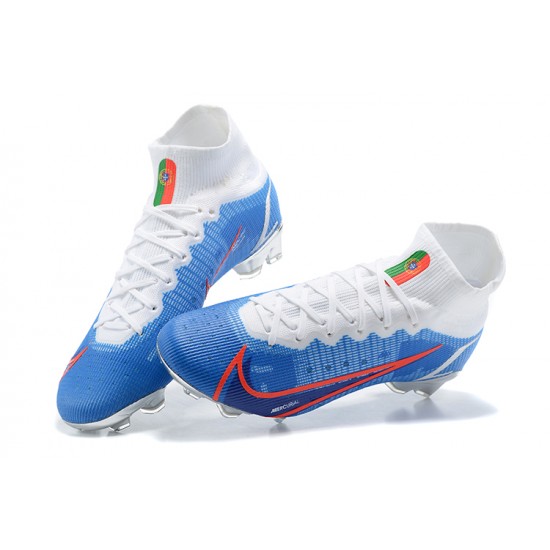 Kopacky Nike Superfly 8 Elite FG Bílý Modrý Oranžovýý High Pánské