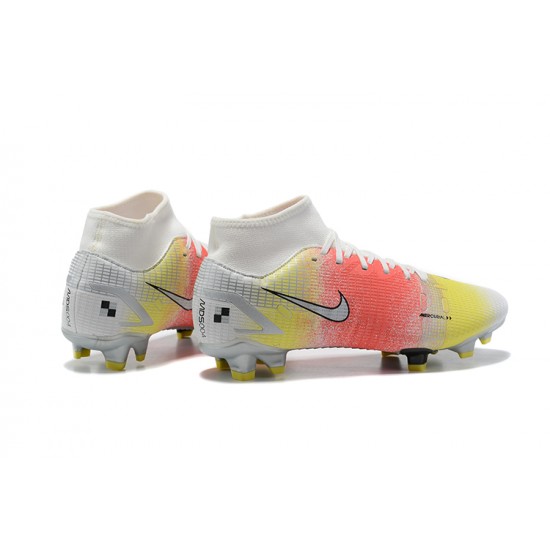 Kopacky Nike Superfly 8 Elite FG Bílý Růžový Žlutý Černá High Pánské