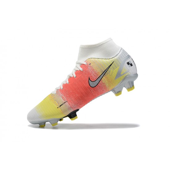 Kopacky Nike Superfly 8 Elite FG Bílý Růžový Žlutý Černá High Pánské