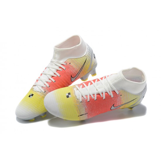 Kopacky Nike Superfly 8 Elite FG Bílý Růžový Žlutý Černá High Pánské