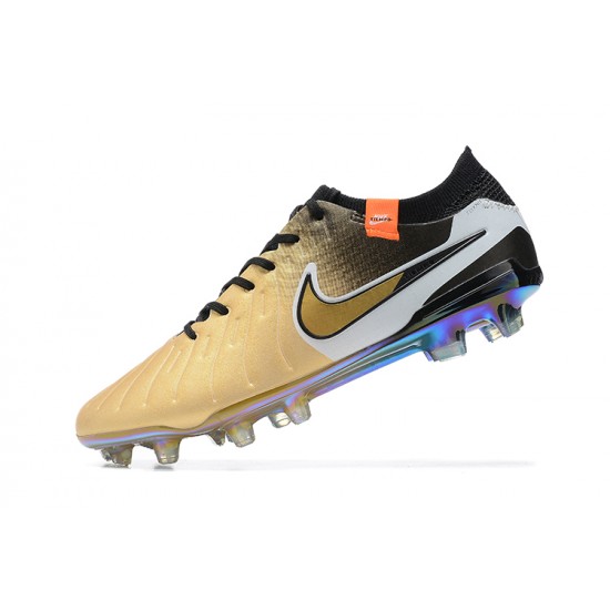 Kopacky Nike Tiempo Legend 10 Elite FG Low Černá Bílý Zlato Pánské