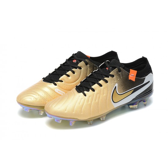 Kopacky Nike Tiempo Legend 10 Elite FG Low Černá Bílý Zlato Pánské