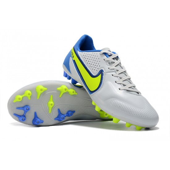 Kopacky Nike Tiempo Legend 9 Academy AG Low Bílý Modrý Žlutý Pánské