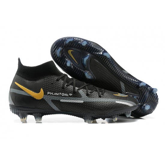 Kopacky Nike Phantom GT2 Dynamic Fit Elite FG Černá Zlato Bílý High Pánské