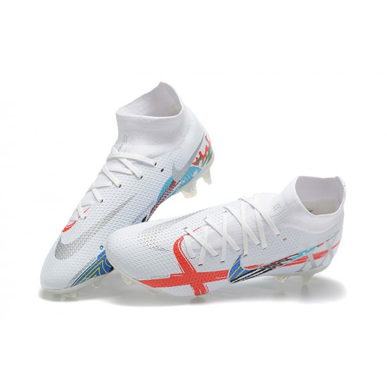 Kopacky Nike Phantom GT2 Dynamic Fit Elite FG Bílý Oranžovýý Modrý Černá High Pánské