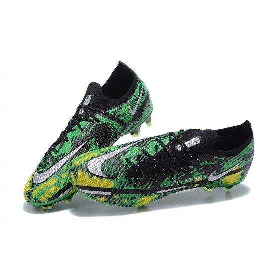 Kopacky Nike Phantom GT2 Elite FG Zelená Zlato Černá Žlutý Low Pánské