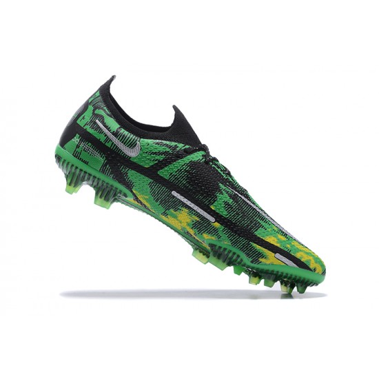 Kopacky Nike Phantom GT2 Elite FG Zelená Zlato Černá Žlutý Low Pánské