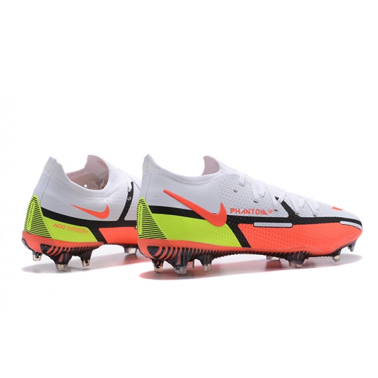 Kopacky Nike Phantom GT2 Elite FG Bílý Oranžovýý Žlutý Černá Low Pánské