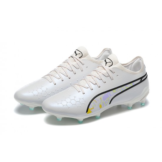 Kopacky Puma King Ultimate Icon MG Low Bílý Černá Růžový Pánské