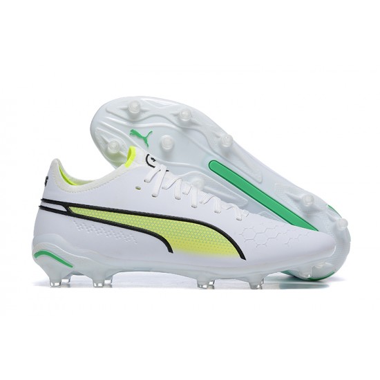 Kopacky Puma King Ultimate Icon MG Low Bílý Zelená Žlutý Pánské