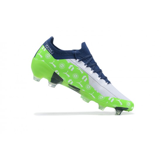 Kopacky Puma Ultra 1 3 FG AGG Sunblaze Puma Bílý Modrýmazing Bílý Zelená BLue Low Pánské