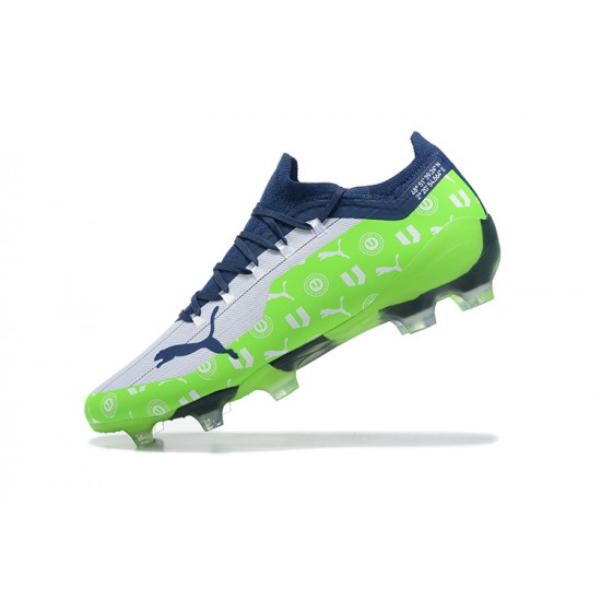 Kopacky Puma Ultra 1 3 FG AGG Sunblaze Puma Bílý Modrýmazing Bílý Zelená BLue Low Pánské