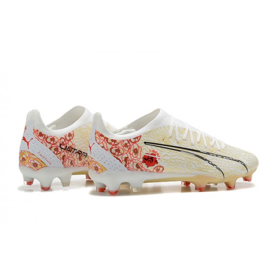 Kopacky Puma Ultra Ultimate FG Low Bílý Béžový Červené Pánské