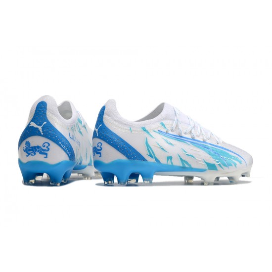 Kopacky Puma Ultra Ultimate FG Low Bílý Modrý Pánské