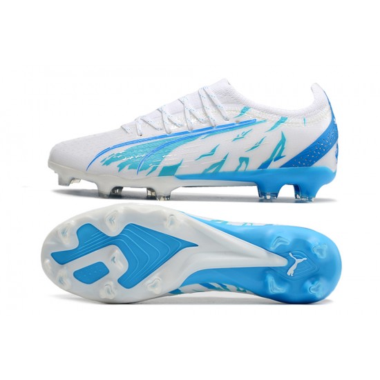 Kopacky Puma Ultra Ultimate FG Low Bílý Modrý Pánské