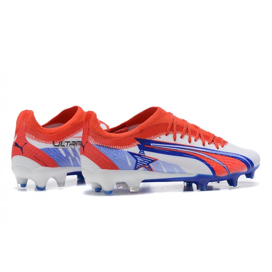 Kopacky Puma Ultra Ultimate FG Low Bílý Modrý Červené Pánské