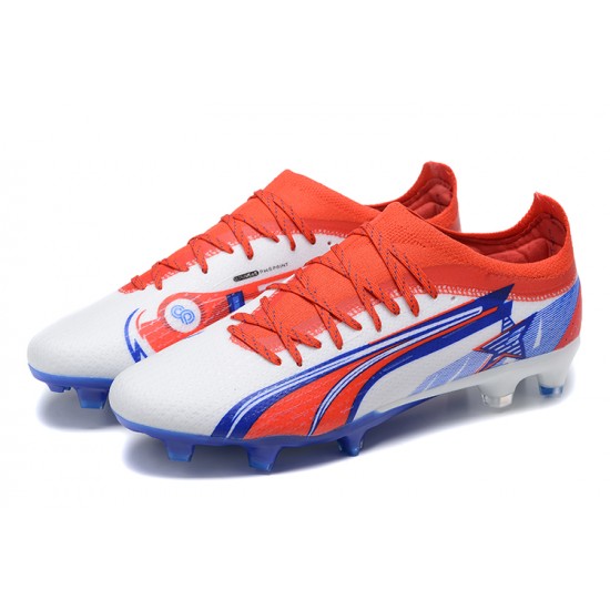 Kopacky Puma Ultra Ultimate FG Low Bílý Modrý Červené Pánské