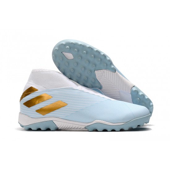 Kopačky Adidas Nemeziz 19.3 Laceless TF Modrý Bílá Zlato 39-45