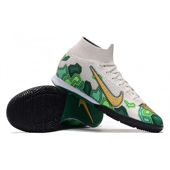 Kopačky Nike Mercurial Superfly 7 Elite MDS IC Bílá Zelená Zlato 39-45