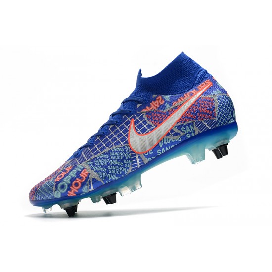 Kopačky Nike Mercurial Superfly 7 Elite SG-PRO AC Modrý oranžový Stříbro 39-45